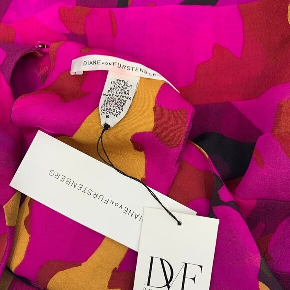 DVF Diane von Furstenberg Benin Berry Snake dress pink tiers a-line shift new 6 - Picture 4 of 5